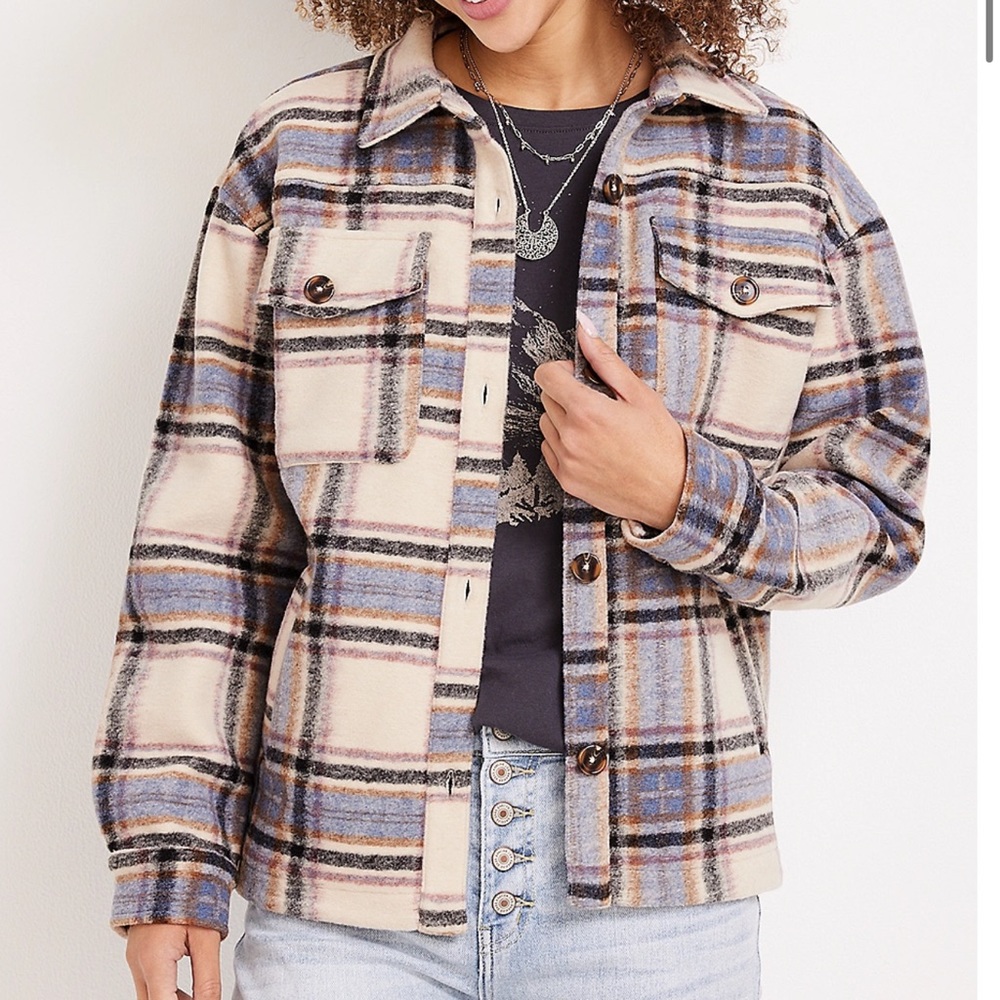 Maurices XS Plaid Shortie Shacket